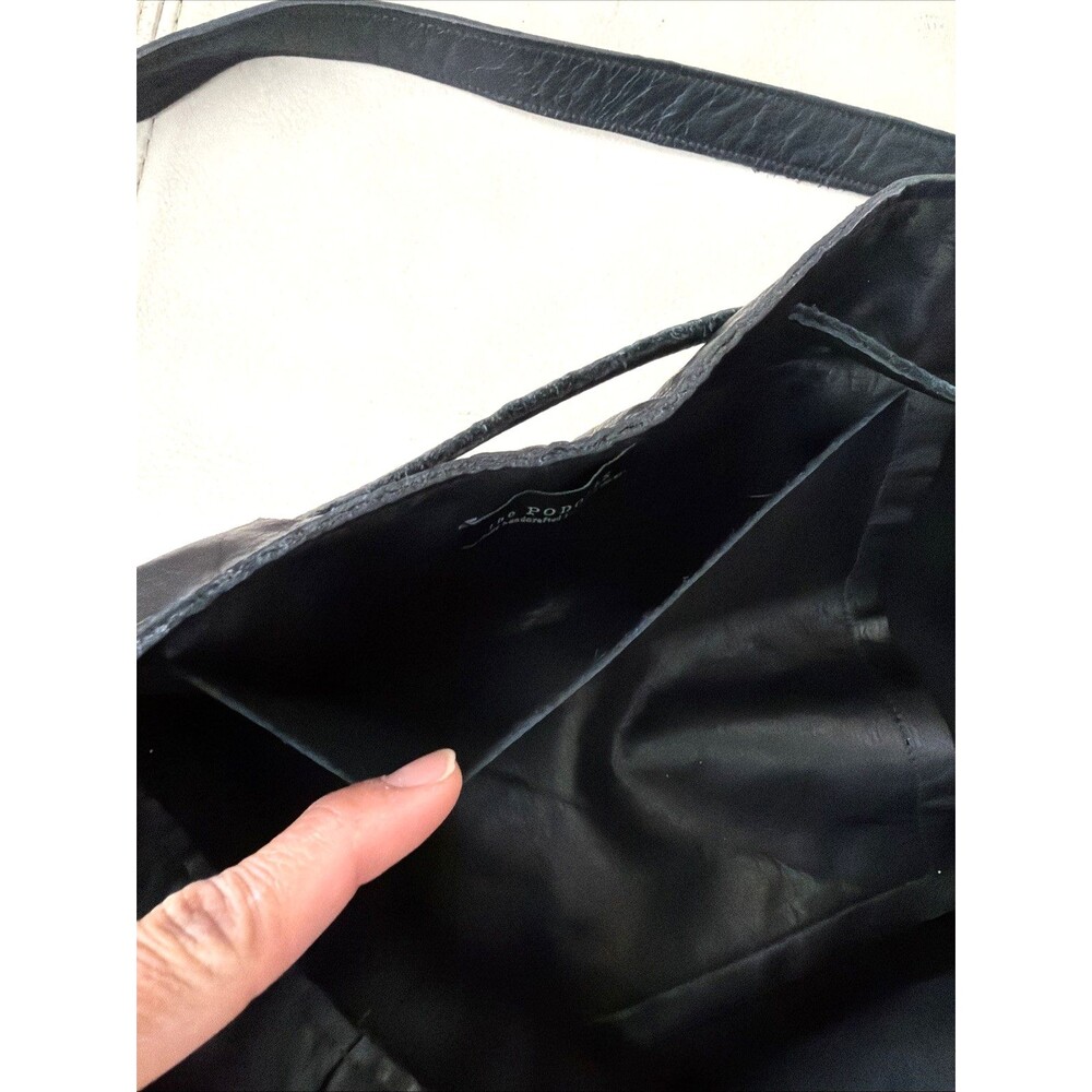 Leather Bucket Bag Handcrafted in USA Black The Podolls Drawstring Hobo Western - Picture 12 of 16